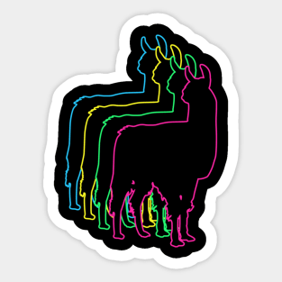 Llama 80s Neon Sticker